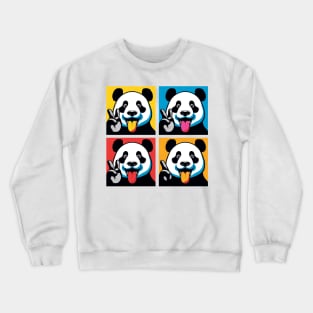 Pop Tongue Out Panda - Funny Panda Art Crewneck Sweatshirt